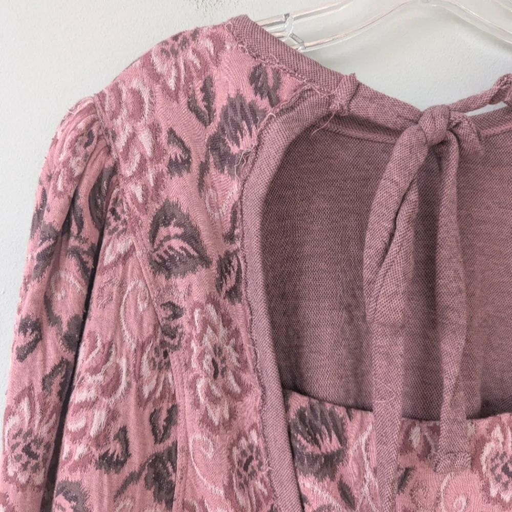 NWT Free People Jaquard Dusty Rose Floral Print Open Back Top - Picture 15 of 16